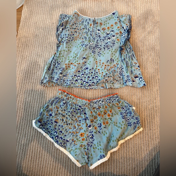 Poupette St. Barth Blue and Orange Pajama Set - Picture 1 of 3